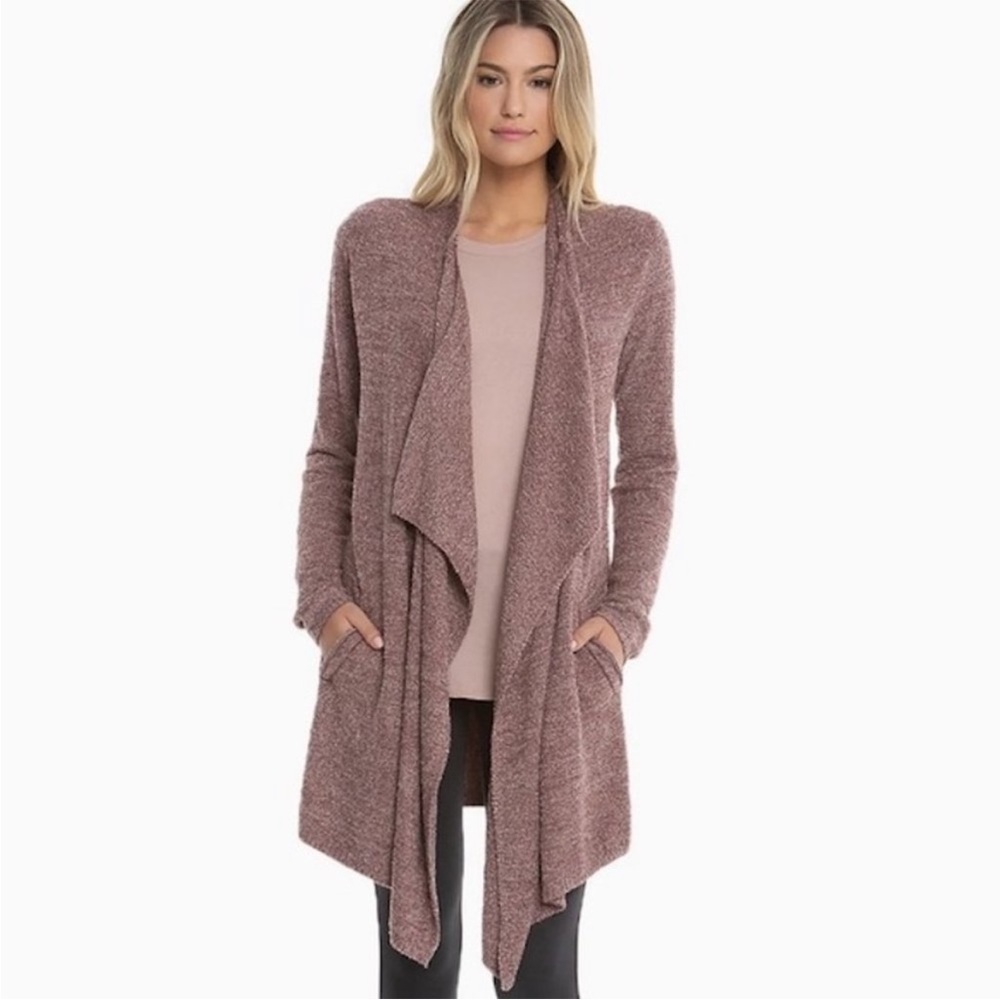 BAREFOOT DREAMS Cardigan‎ Women's S/M Pink CozyChic Lite Open Front